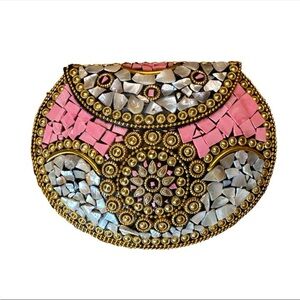 New Ramla Beverly Hills Polo Club Pink and Gold Mosaic Bag